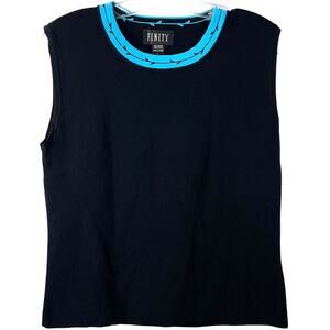 FINITY Vintage Women's Top Black Sleeveless Y2K Minimalist Office Siren Size L